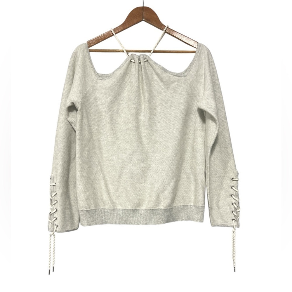 🆕 INTERMIX Cold Shoulder Tie Neck Long Sleeve Sweater